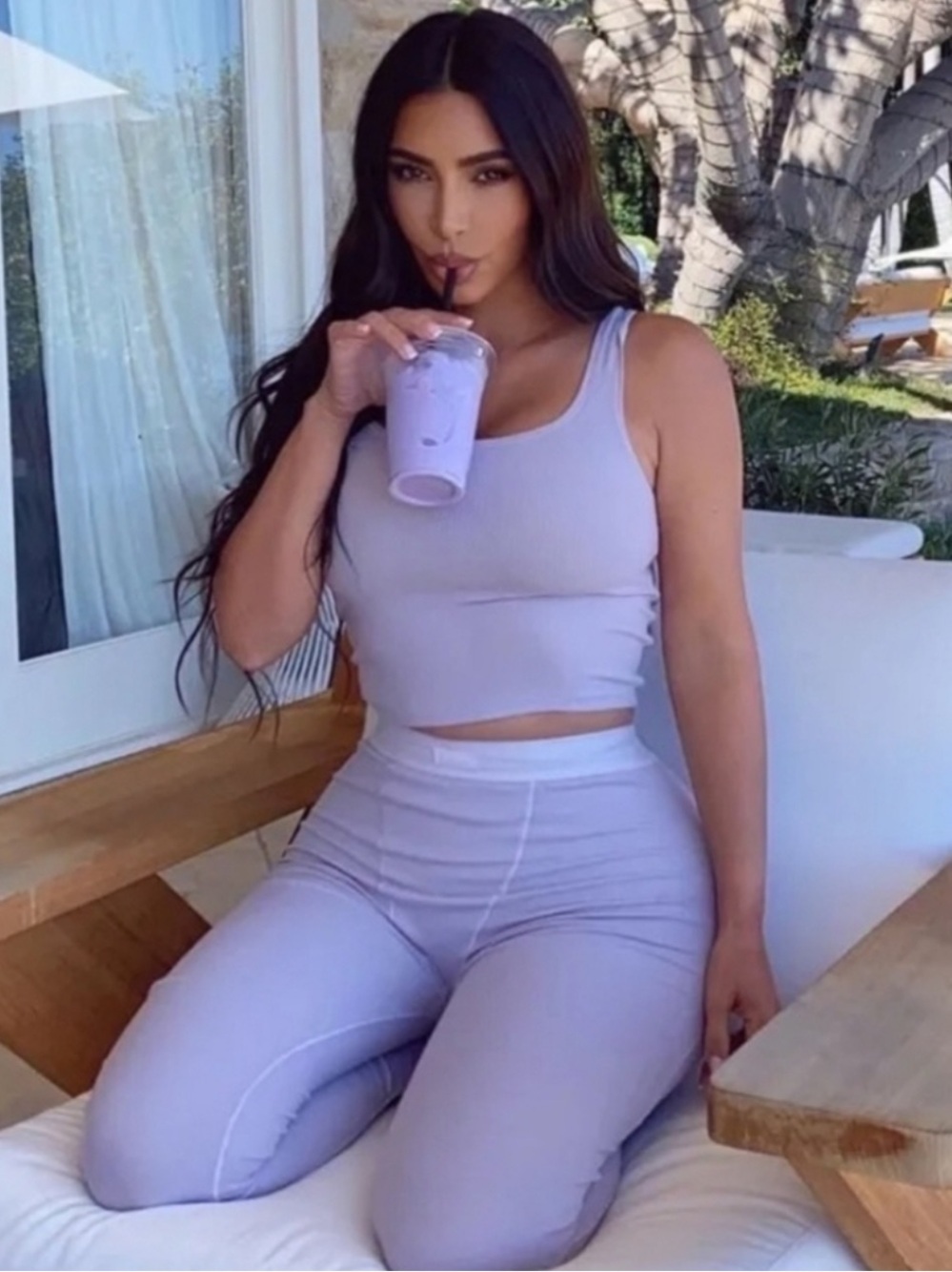 SKIMS Ribbed Sleeveless Purple Tank Top Cami